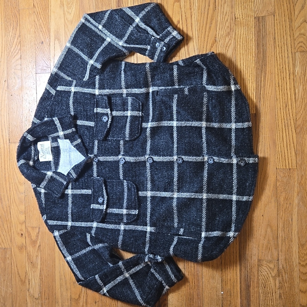 Natural Reflections cozy fuzzy sweater windowpane plaid shacket shirt jacket